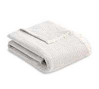 HIPERMANTA Manta Algodón Fina Muy Suave Plaid Sofa. Colcha Multiusos Sofa o Cama. Manta Calentita Cubresofa. Comoda Practica Suave y Muy Cálida. Modelo Flam 120x180 cm Color Gris Claro