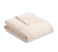 HIPERMANTA Manta Fina Muy Suave Cubrecama Multiusos. Colcha Multiusos Sofa. Plaid Sofa. Manta Calentita Jarapa. Comoda Practica Suave Calida. Modelo Flam 120x180 cm Color Marfil