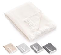 HIPERMANTA Manta Fina Muy Suave Foulard. Colcha Multiusos Sofa. Plaid Sofa. Plaid Multiusos Cubresofa. Comoda Practica Suave Calida. Modelo Liso 230x290 cm Color Crudo