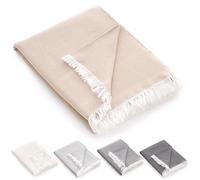 HIPERMANTA Manta Fina Muy Suave Foulard. Colcha Multiusos Sofa. Plaid Sofa. Plaid Multiusos Cubresofa. Comoda Practica Suave Calida. Modelo Liso 180x290 cm Color Vison