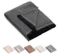 HIPERMANTA Manta Foulard. Colcha Multiusos Sofa. Plaid Sofa. Plaid Multiusos Cubresofa. Comoda Practica Suave Calida. Modelo Zig-Zag 230x260 cm Color Negro