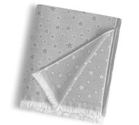 HIPERMANTA Manta Fina Muy Suave Foulard. Colcha Multiusos Sofa. Plaid Sofa. Plaid Multiusos Cubresofa. Manta Coche. Comoda Practica Suave Calentita. Modelo Estrella 180x285 cm Color Gris Claro