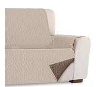 HIPERMANTA Protector de Sofa 4 Plazas. Protector para Sofa Bicolor Reversible Acolchado. Funda Cubre Sofa Perros Gatos. Paris. Color Beige-Marrón. 190 cm