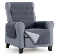 HIPERMANTA Protector Sillon Orejero Relax. Funda para Sillon Acolchada Bicolor Reversible. Cubre Sillon Mascotas. Paris. Color Gris-Gris Claro. Sillon 1 Plaza 55 cm