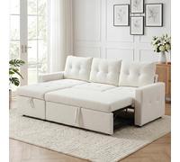 HIPIHOM Sofá Cama de 3 plazas, sofá Cama extraíble Convertible con Almacenamiento, sofá Cama esquinera, Cama de Invitados para Espacios pequeños, Sala de Estar, Forro Polar de Peluche （Blanco）