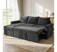 HIPIHOM - Sofá cama de esquina de 205 cm con almacenamiento - sofá cama, sofá cama convertible con cama extraíble para espacios pequeños, diseño 3 en 1, sofá cama de espuma en forma de L