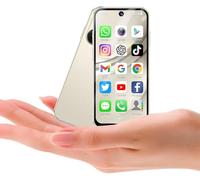 Hipipooo Mini Smartphone 4G, Dual SIM, Pantalla de 3,88 Pulgadas, cámara Dual 2.0+5.0MP, batería de 1950mAh, Mini teléfono Android 12 para niños(Beige,4GB+64GB)