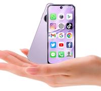 Hipipooo Mini Smartphone 4G, Dual SIM, Pantalla de 3,88 Pulgadas, cámara Dual 2.0+5.0MP, batería de 1950mAh, Mini teléfono Android 12 para niños(púrpura,4GB+64GB)