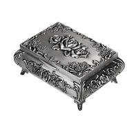 Hipiwe Joyero de metal vintage pequeño para guardar joyas, anillos, aretes, collares, cofre del tesoro, organizador de joyas antiguas, caja de regalo para mujer (mediano)