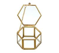 Hipiwe - Joyero de Oro con Caja de Cristal Decorativa, Caja de Cristal con diseño de Flores