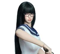 HiPlay JKTOYS Escultura de Cabeza Femenina asiática Leng Yue con Ojos móviles y Gafas (K-013 Figuras de acción Escala 1/6 12 Pulgadas