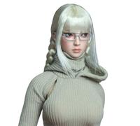 HiPlay JKTOYS Escultura de Cabeza Femenina asiática Leng Yue con Ojos móviles y Gafas (K-013B+) Figuras de acción Escala 1/6 12 Pulgadas