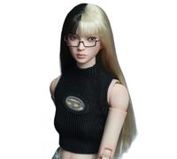 HiPlay JKTOYS Escultura de Cabeza Femenina asiática Leng Yue con Ojos móviles y Gafas (K-013C+) Figuras de acción Escala 1/6 12 Pulgadas