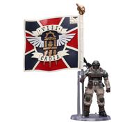 HiPlay JoyToy Warhammer 40K Collectible Figure: Astra Militarum Cadian Command Squad Veteran with Regimental Standard 1:18 Scale Action Figures JT7929