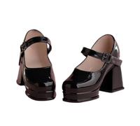 HiPlay Worldbox Zapatos de Mujer Punta Cuadrada Mary Jane Tacones Altos (GS013-B Negro) Accesorio Escala 1/6 para Figura de acción
