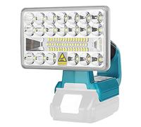 Hipoke Luz de trabajo LED inalámbrica portátil para exteriores de amplio alcance y largo alcance con puerto USB, 18W linterna compatible con Makita 14,4V-20V batería de iones de litio (sin batería)