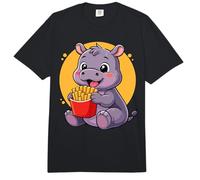 Hipopótamo Comiendo Papas Fritas Divertido Kawaii Animal Food Lover Comfort Colors Adult Heavyweight T-Shirt