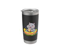 HIPOPÓTAMO DISFRUTANDO DE TÉ DE BURBUJAS Vaso térmico de acero inoxidable de doble pared