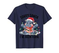 Hipopótamo navideño enredado en luces navideñas Camiseta