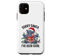 Hipopótamo navideño enredado en luces navideñas Carcasa para iPhone 11