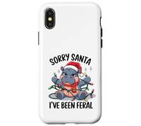 Hipopótamo navideño enredado en luces navideñas Carcasa para iPhone X/XS