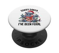 Hipopótamo navideño enredado en luces navideñas PopSockets PopGrip Adhesivo