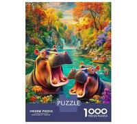 Hipopótamo Rompecabezas 1000 Pieza, Puzzle Difícilpara Adultos, Puzzle DIY para Juegos Familiares Rompecabezas 52x38cm/1000pcs