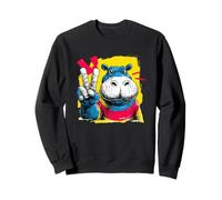 Hipopótamo Signo de Paz Retro Pop Personaje gráfico hipopótamo Sudadera