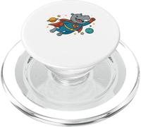 Hipopótamo superhéroe volando a través del espacio - Dibujos animados divertidos PopSockets PopGrip para MagSafe