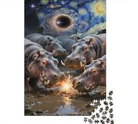Hipópotamos Puzzles Imposible,desafío for Adults Agujero Negro Estrellado Entretenimiento Creativo 1000 Piezas Obra De Arte De Juego De para Adultos Y Niños Mayores De 12 Años 1000pcs (75x50cm)