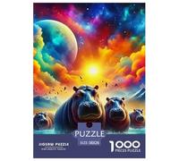 Hipópotamos Rompecabezas De Papel para Adultos 1000 Piezas Animales Salvajes Desafío Duro Idea De Regalo para Ella O Él para Adultos Y Niños Desde Los 12 Años 38x26cm/1000pcs