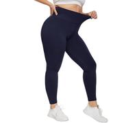 HIPOWER Leggings de cintura alta para mujer, tallas grandes, opacas, negras, largas, abdomen, tallas grandes, pantalones de deporte, elásticos, pantalones de yoga para correr, azul marino, 4XL