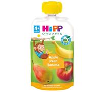 HiPP Biológico - Bolsita Multifrutas - 100% Fruta - Pouches de Manzana, Pera y Plátano BIO - 100g - Sin Azúcar Añadido - Apto Para Bebés A Partir de los 4 Meses