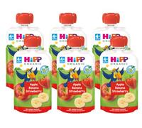 HiPP Biológico - Bolsita Multifrutas - 100% Fruta - Pouches de Manzana, Plátano y Fresa BIO - Pack 6 x 100g - Sin Azúcar Añadido - Apto Para Bebés A Partir de los 4 Meses