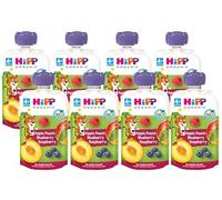 HiPP Biológico - Bolsita Multifrutas - Pouches de Melocotón, Manzana, y Frutos del Bosque BIO - Pack 8x100g - Sin Azúcar Añadido - Apto Para Bebés A Partir de los 4 Meses