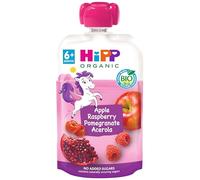 HiPP Biológico - Bolsita Multifrutas - Pouches Unicornio de Manzana, Frambuesa y Granada BIO - 100g - Sin Azúcar Añadido - Apto Para Bebés A Partir de los 4 Meses