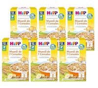 HiPP Biológico - Muesli 7 Cereales BIO para Bebés - Pack de 8 - Cereales Integrales, Sin Azúcares Añadidos y Sin Leche - Desde 12 Meses - Mi Primer Desayuno - 8x200 g
