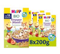 HiPP Biológico - Pack 8 Muesli Crunchy BIO Mi Primer Desayuno - Cereales Integrales con Frutas - Sin Azúcares Añadidos - Desde 15 Meses - 8 × 200 g