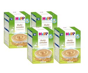 HiPP Biológico - Papilla Multicereales Bio - Pack x 4 cajas de 400 gr - Papilla de Cereales apta a partir de 6 meses - Sin lactosa, Sin Proteína de la Leche de Vaca y Sin azúcares