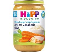 HiPP Biológico - Tarrito De Arroz Con Zanahoria y Pavo BIO - Menú Junior con Trocitos - 220g - Ingredientes de Producción Ecológica - Sin Gluten - A Partir de 8 Meses