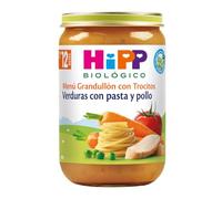 HiPP Biológico - Tarrito De Verduras con Pasta y Pollo BIO - 220g - Menú Grandullón con Trocitos - Sin Azúcar Añadido - Apto A Partir de los 12 Meses