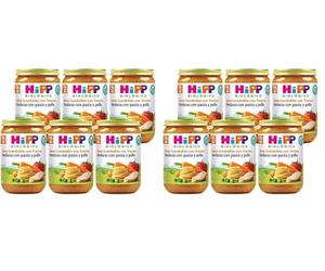 HiPP Biológico - Tarrito De Verduras con Pasta y Pollo BIO - Menú Grandullón con Trocitos - Pack 6x220g - Ingredientes de Producción Ecológica - A Partir de 12 Meses (Paquete de 2)