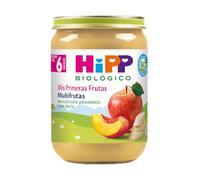 HiPP Biológico - Tarrito Multifrutas BIO - 190g - 100% Fruta - Manzana, Melocotón, Plátano - Naturalmente dulce - Sin Azúcar Añadido - Apto Para Bebés A Partir de los 4 Meses