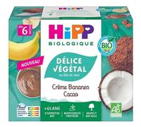 HIPP Delicia vegetal postre vegetal lácteo con plátano y cacao desde 6 meses orgánico, 4 x 100 g