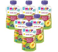 HiPP Pouches de Melocotón, Manzana y Frutos Bosque BIO +4m 6x100 gr