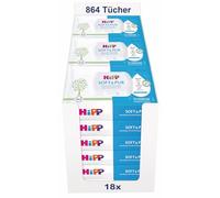 HiPP Soft & Pur - Toallitas húmedas (864 unidades (18 x 48) de alta tolerancia al 99,9% de agua, sin perfume, ideal para la piel seca y sensible del bebé, incluso para la dermatitis atópica