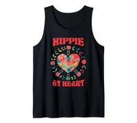 Hippie at Heart Camisa Retro Floral Love Heart Peace Style Camiseta sin Mangas