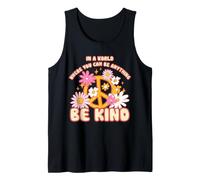 Hippie Be Kind Peace Sign Vintage Kindness Cita Retro Vibe Camiseta sin Mangas