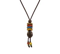 Hippie Boho Colorful Beads Lucky Leaf Long Leather Necklace, Bohemian Jewelry Gift for Women
