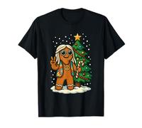 Hippie Christmas Gingerbread Man 70s Hombres Mujeres Hippie Camiseta